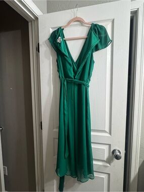 DKNY Green Sleeveless Sheer-Panel Dress